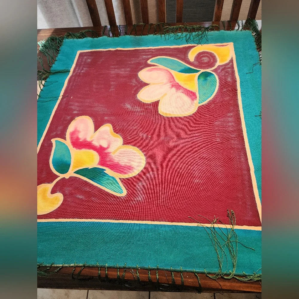 Vintage Velvet Piano Scarf Tablecloth Tapestry 35x32